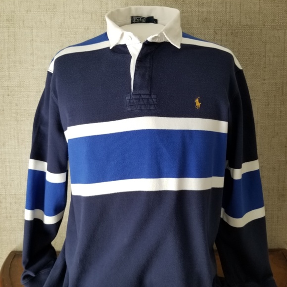 Polo Ralph Lauren Other - POLO RALPH LAUREN- Mens Rugby Blue and White Stripe Size L Vintage